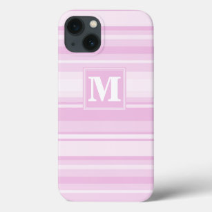 Monogram baby pink stripes Case-Mate iPhone case