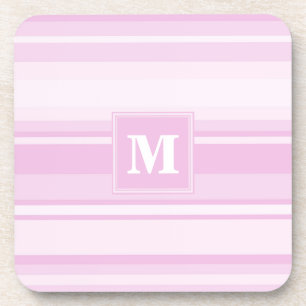 Monogram baby pink stripes coaster
