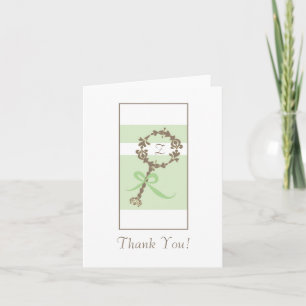 Monogram Baby Shower Thank You - Green Rattle