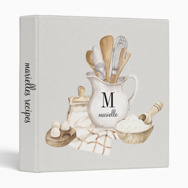 Monogram Bakers Tools Recipe Binder (Front/Spine)