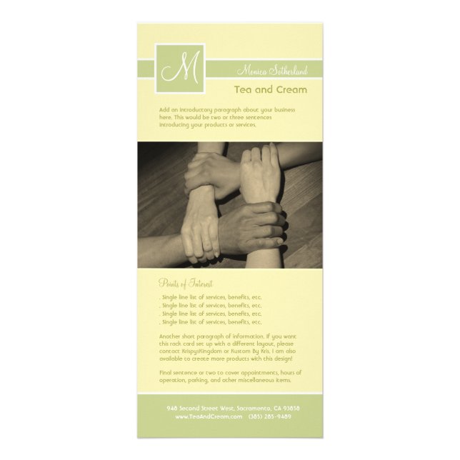 Monogram Band Tea & Cream Rack Cards (Front)