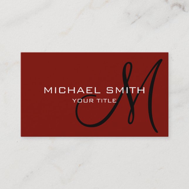Monogram Barn red colour background Business Card (Front)