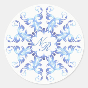 Monogram.Baroque element. Classic Round Sticker