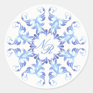 Monogram.Baroque element. Classic Round Sticker