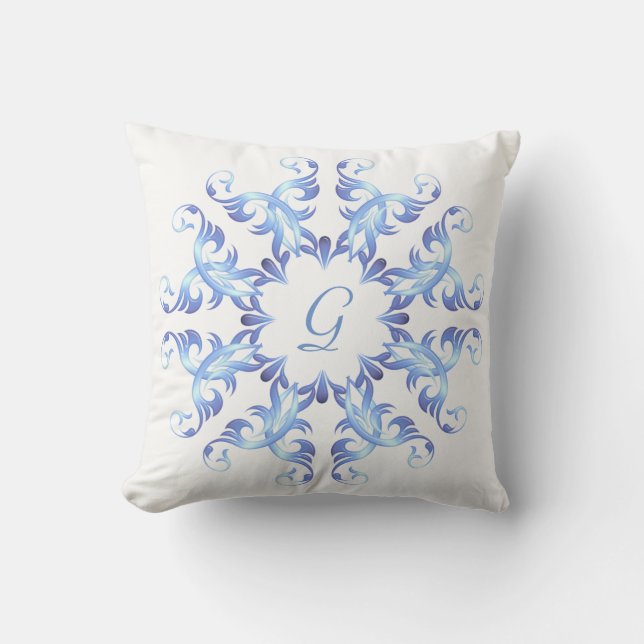 Monogram.Baroque element. Throw Pillow (Front)