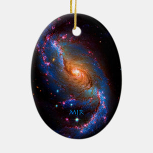 Monogram Barred Spiral Galaxy NGC 1672 Ceramic Ornament