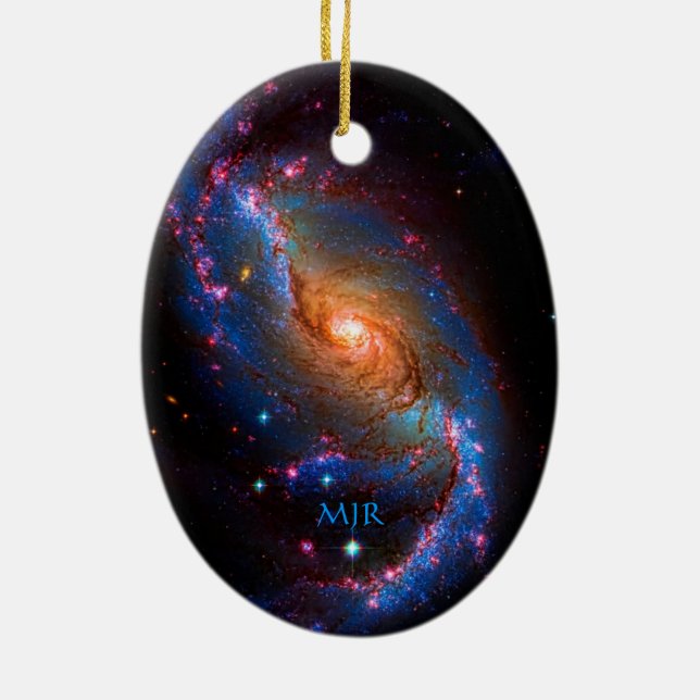 Monogram Barred Spiral Galaxy NGC 1672 Ceramic Ornament (Back)