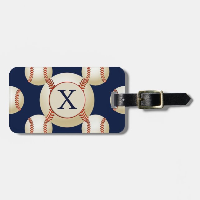 Monogram Baseball Balls Sports pattern Luggage Tag (Front Horizontal)