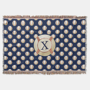 Monogram Baseball Balls Sports pattern Throw Blanket