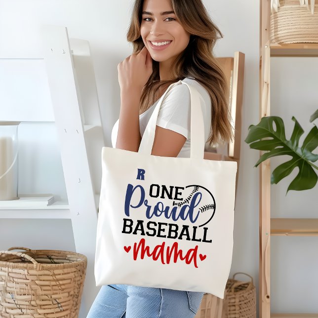 Monogram Baseball Mother Gift Tote Bag (Creator Uploaded)