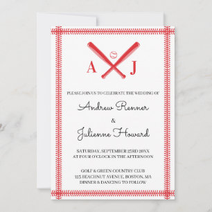 Monogram Baseball Wedding Invitation