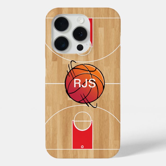 Monogram Basketball on basketball court Case-Mate iPhone Case (Back)