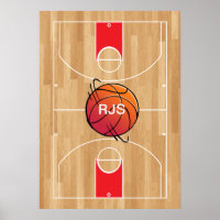 Monogram Basketball on basketball court