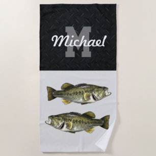 Monogram Bass Fishing Cool Sports Largemouth  Beach Towel
