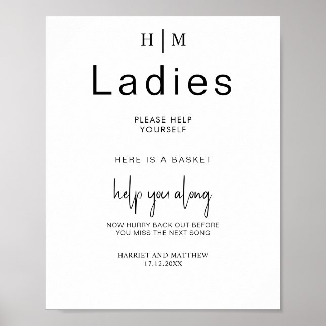 Monogram bathroom help yourself elegant bathroom poster (Front)