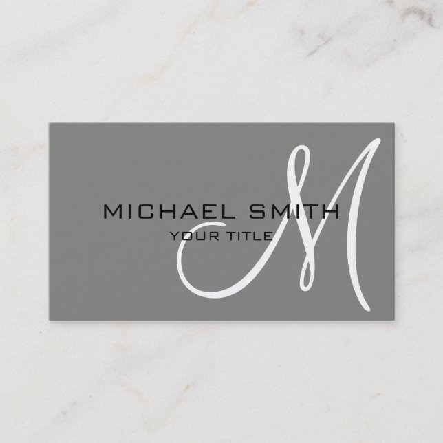 Monogram Battleship grey colour background Business Card (Front)