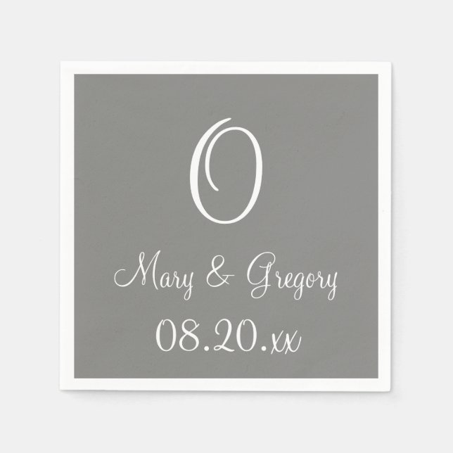 Monogram Battleship Grey Modern One Colour Napkins (Front)