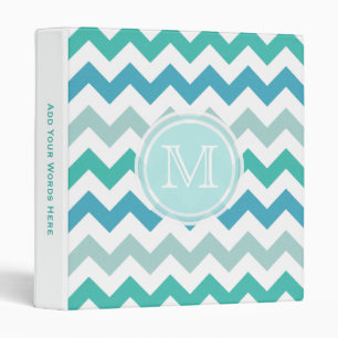 Monogram: Beach Blue Chevron Binder