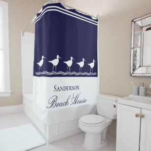 Monogram Beach house navy blue Sandpipers 