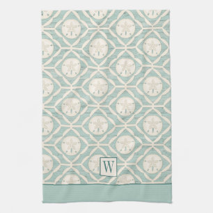 Monogram Beach Sand Dollar Pattern Baking Kitchen Towel