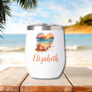 Monogram Beach Scène Bridesmaid Cadeau Bachelorett