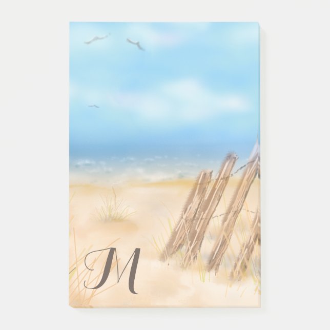 Monogram Beach Scene | You Customize Post-it Notes (Front)