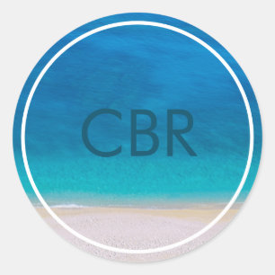 Monogram Beach Sea Ocean Monogrammed Photo Initial Classic Round Sticker