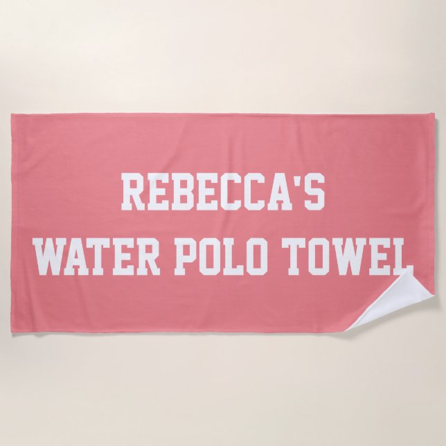 Monogram Beach Water Polo Swim Team Pink Towel (Front)