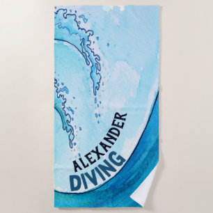 Monogram Beach Wave Swim Dive Team Sports Towel