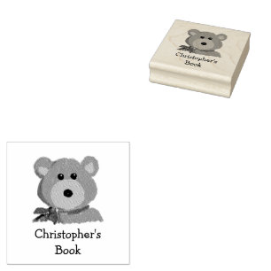 Monogram Bear This Book Belongs to Rubber Stamp