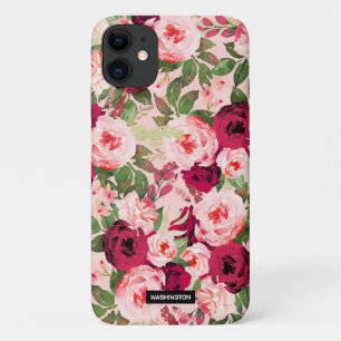 Monogram beautiful and classy floral Pink iPhone 11 Case