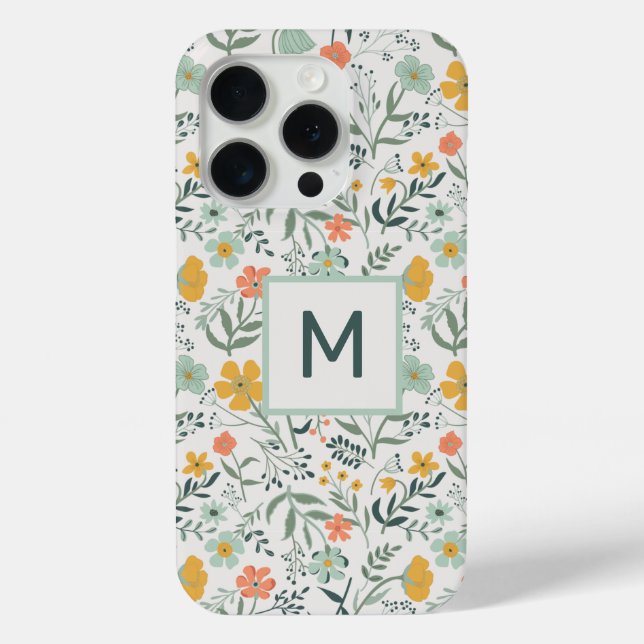 Monogram Beautiful Botanical Floral Pattern Case-Mate iPhone Case (Back)