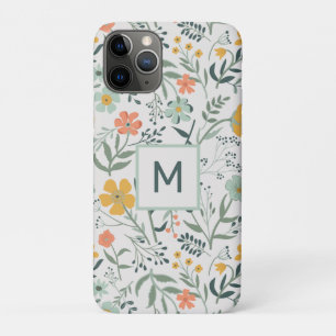 Monogram Beautiful Botanical Floral Pattern iPhone 11 Pro Case