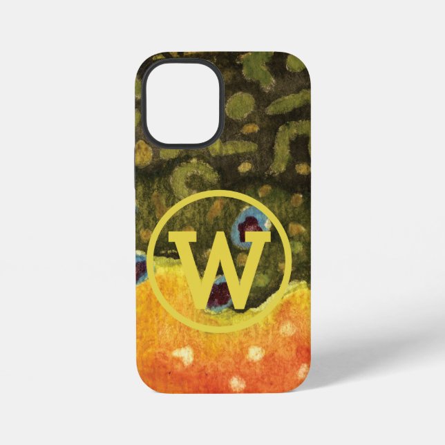 Monogram Beautiful Brook Trout Skin, Fly Fishing iPhone Case (Back)