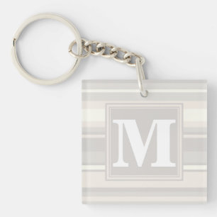 Monogram beige stripes keychain