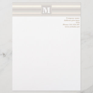 Monogram beige stripes letterhead