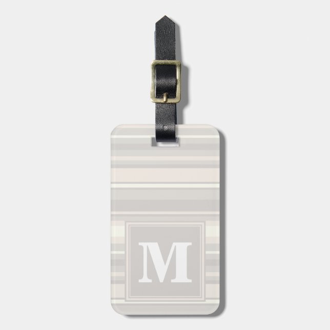 Monogram beige stripes luggage tag (Front Vertical)