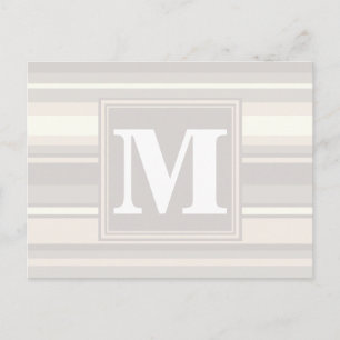 Monogram beige stripes postcard
