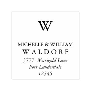 Monogram Berry Laurel Branches Return Address Self-inking Stamp