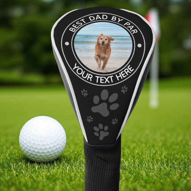 Monogram Best Dad By Par Dog Photo Personalized Golf Head Cover (Creator Uploaded)