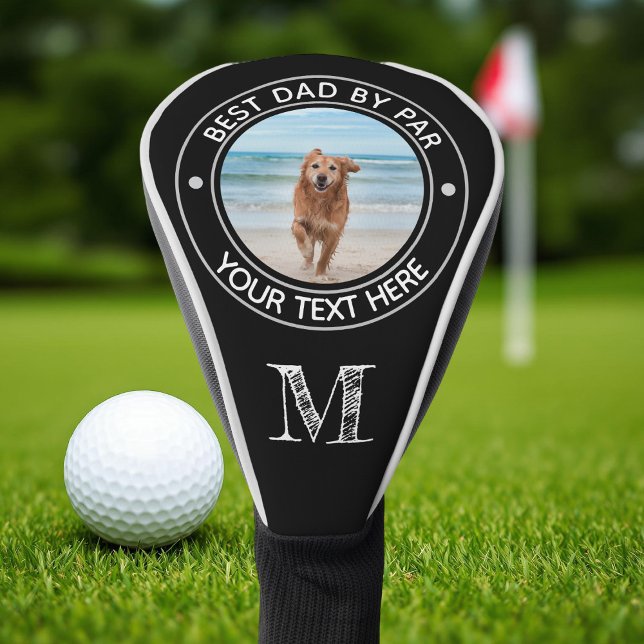 Monogram Best Dad By Par Dog Photo Personalized Golf Head Cover (Creator Uploaded)