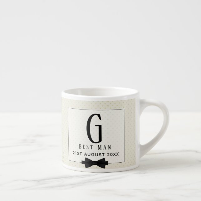Monogram BEST MAN Groomsmen Groomsman Fleurdelis Espresso Cup (Right)