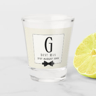 Monogram BEST MAN Groomsmen Groomsman Fleurdelis Shot Glass