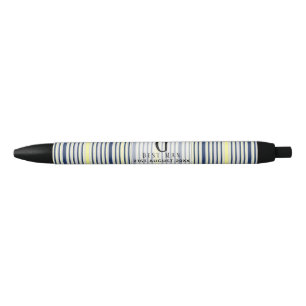 Monogram BEST MAN Groomsmen Groomsman Navy Yellow Black Ink Pen