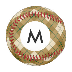 Monogram Bias Plaid in Gold with Green Stripe Baseball