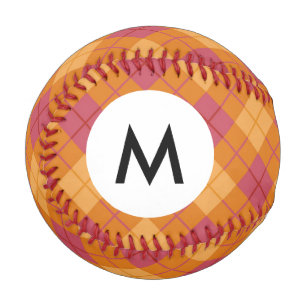 Monogram Bias Plaid in Orange and Pink Baseball