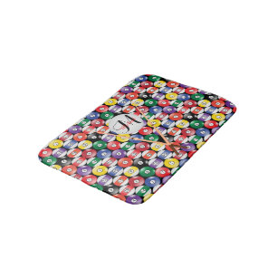 Monogram Billiard Pool Ball Design Bath Mat
