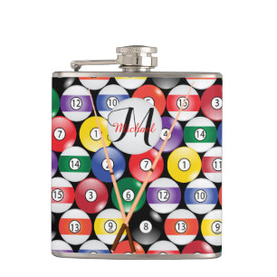 Monogram Billiard Pool Balls Hip Flask