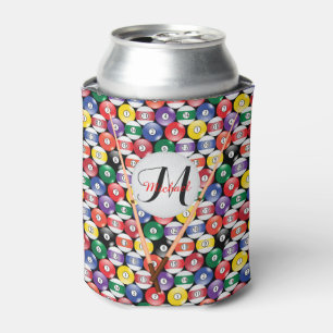 Monogram Billiards Pool Ball Pattern Can Cooler