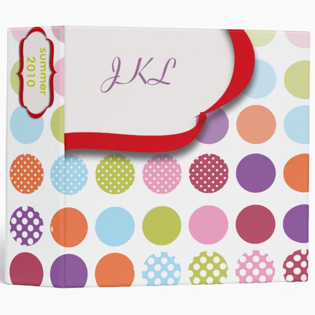 Monogram binders, colourful polka dots binder (Front/Spine)